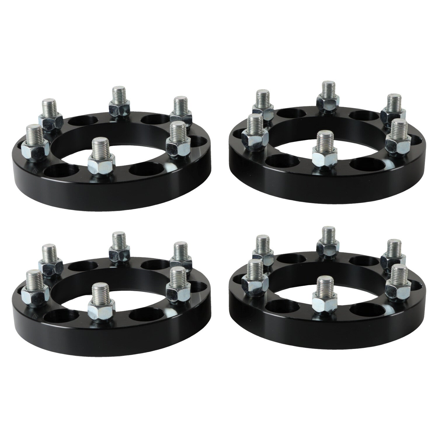 4PCS 1inch 6x5.5, 14x1.5 Studs 108mm Hub Bore Wheel Spacers without lip hub Black