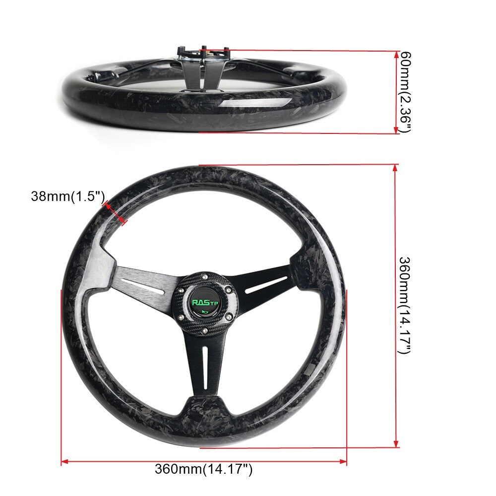 14INCH Universal Racing Steering Wheel Drifting Deep Dish Forged Carbon Fiber