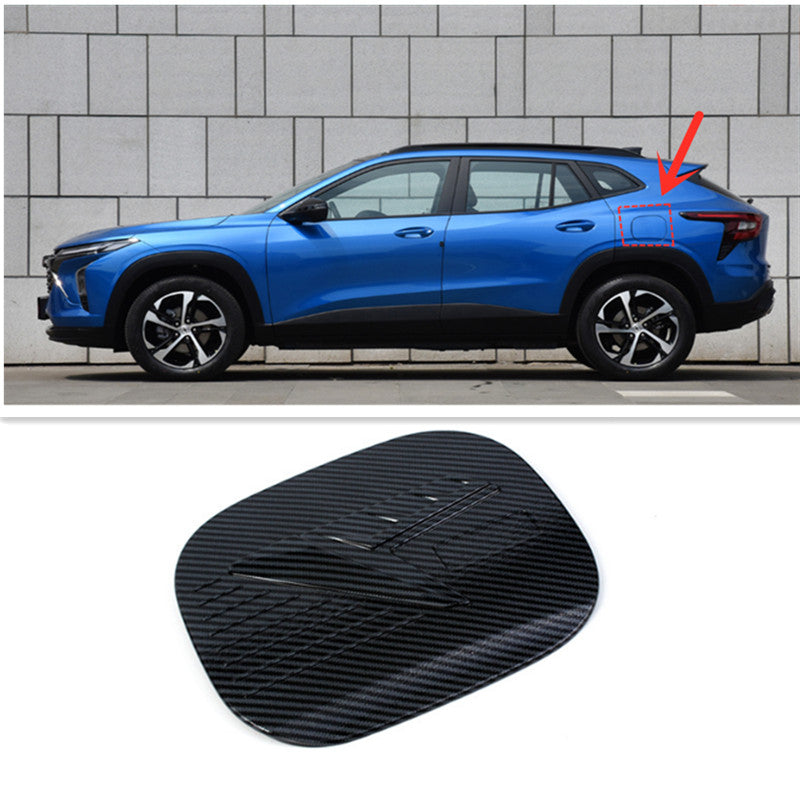 Carbon fiber exterior automotive fuel tank cap trim for Chevrolet Trax 2024