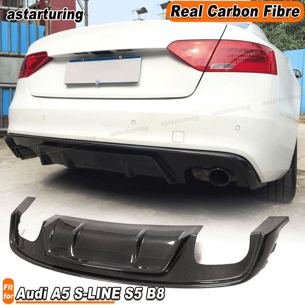Fit for Audi A5 S-LINE S5 B8 8T 12-16 REAL Carbon Fiber Rear Bumper Diffuser Lip