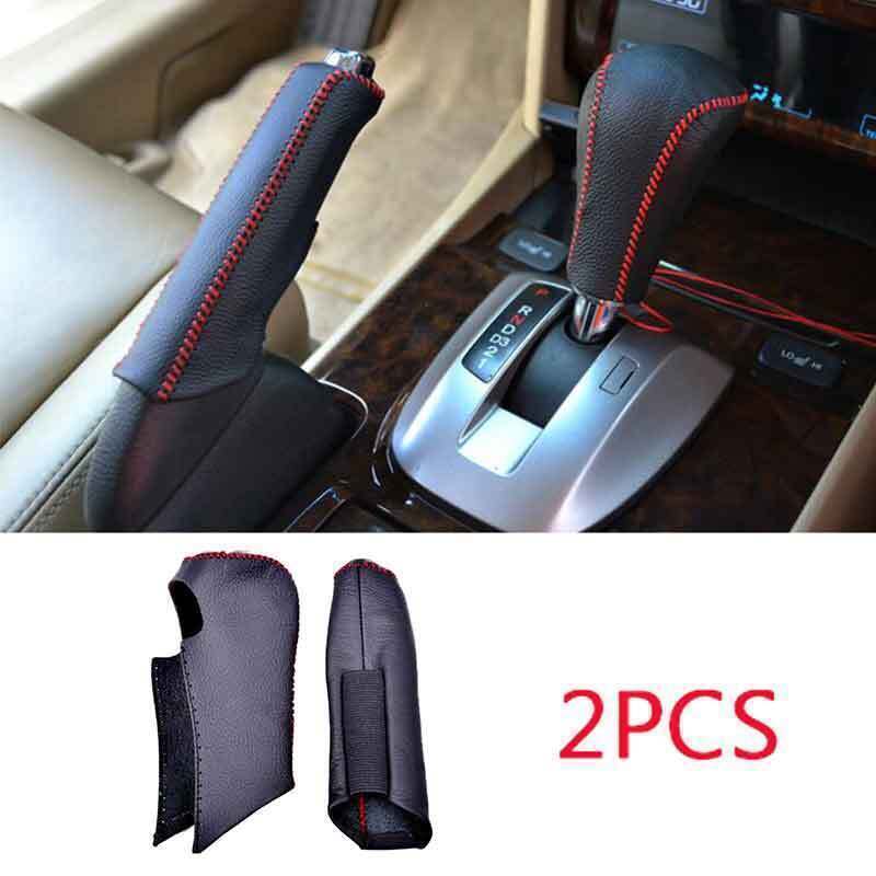 Fit for Honda Accord 2008-2012 BlackRed Leather Shifter Hand Brake Cover Trims
