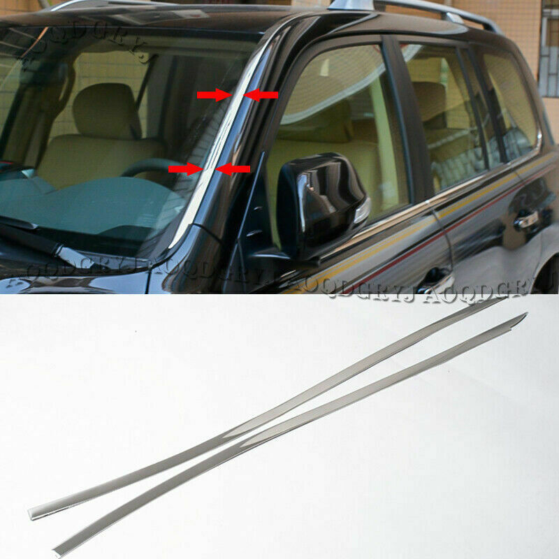 for LEXUS LX570 2016-2021 Chrome Front Windshield Moulding Trim Strips Stainless