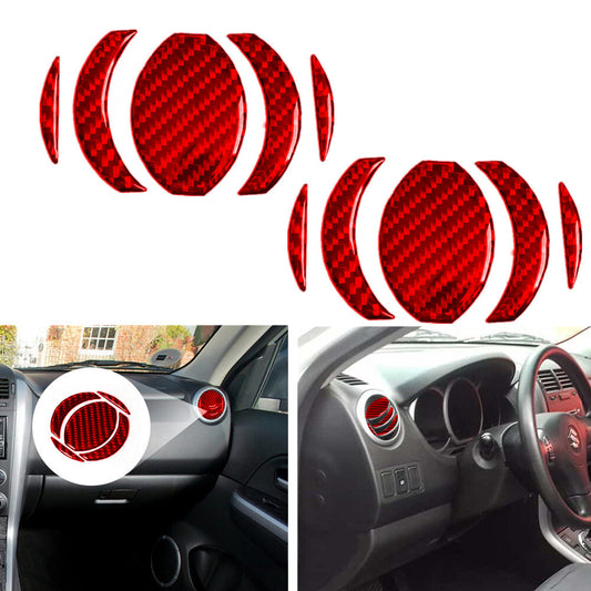 10x Carbon Fiber Air Vent Outlet Cover Trim for Suzuki Grand Vitara 2006-13 Red