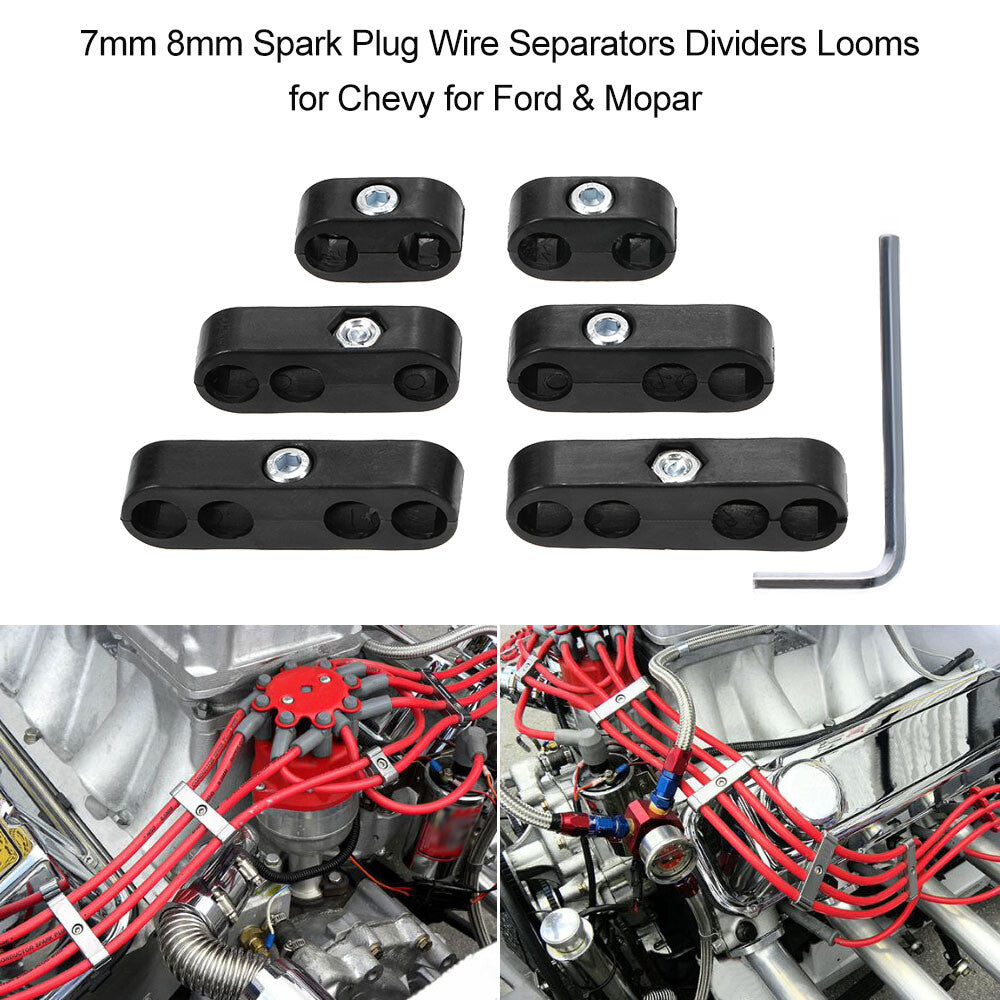 12-Piece Aluminum Spark Plug Wire Engine Cable Splitter Divider Storage 8/9/10mm
