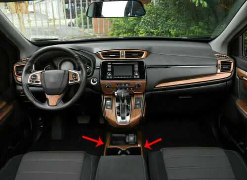 for Honda CR-V 2017-2022 Wood Grain Central Console Water Cup Frame Cover Trim