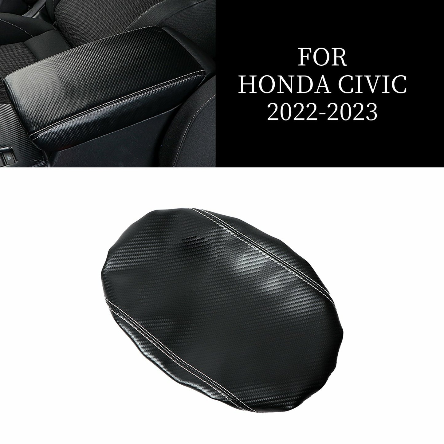 For 11th for Honda for Civic 2022 Console Armrest Box Cover Leather Holster Carbon Style