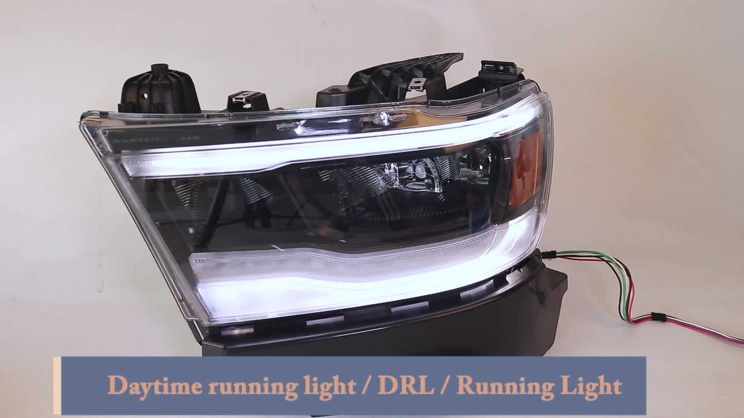 For 2019-2023 for Dodge for Ram 1500 Reflector Full LED Headlight Headlamp Black Driver