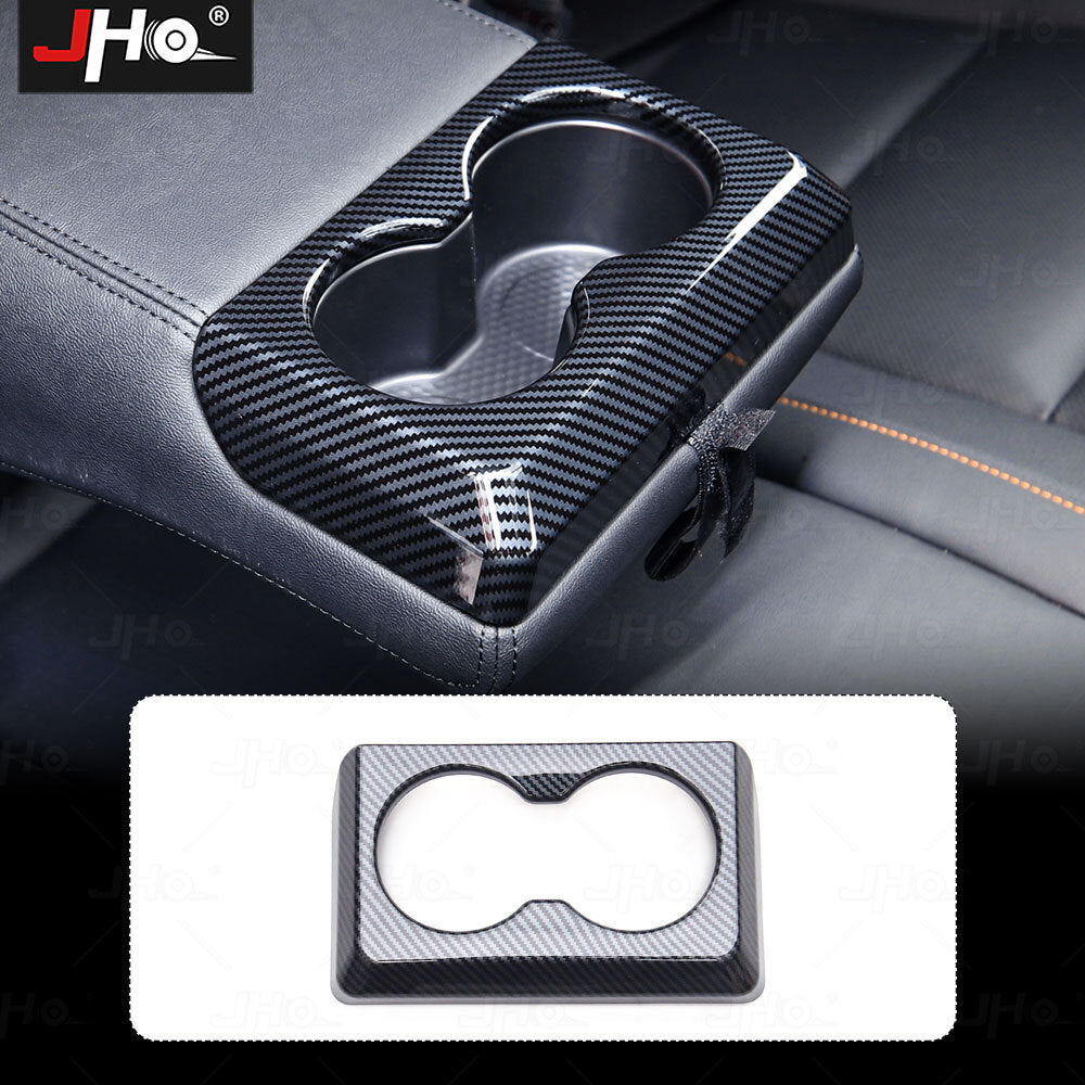 Rear Interior Carbon Fiber Water Cup Panel Cover Trim for Ford Ranger 2023-2024