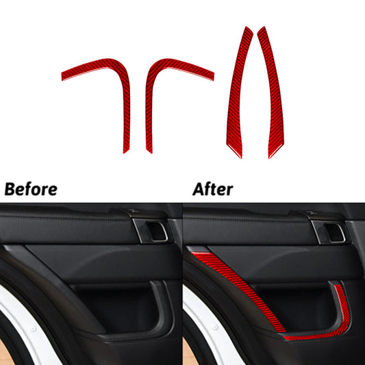 Red Carbon Fiber Rear Door Panel Cover Trim For Land for Range Rover Sport 2014-2017