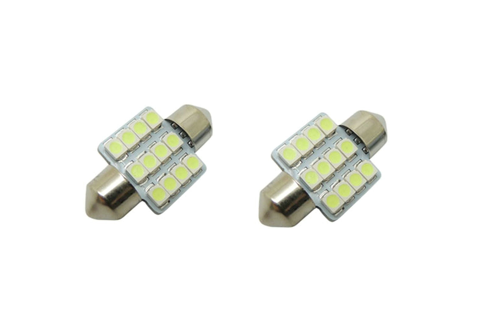 2pcs ice blue 12LED 12SMD 1.25 31mm LED Bulbs Car interior reading door lights