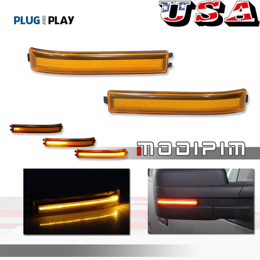 2-pack Amber Lens Mirror LED Side Light Turn Signal Reflectors for Ford F-150 09-14