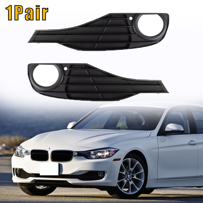 Front Textured Black Fog Light Bezel Kit Pair for BMW 320i 328d 2012-15