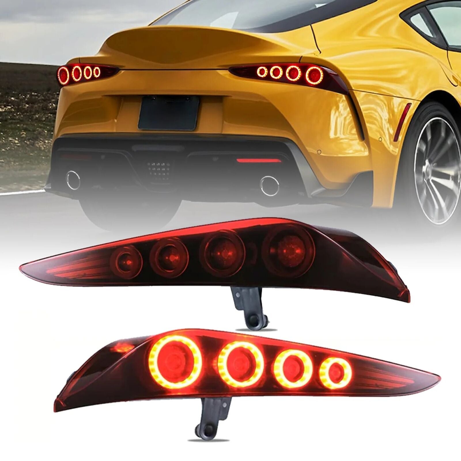 1 Pair LED Red Tail Lights For 2020-2024 for Toyota GR Supra A90/A91 W/Animation