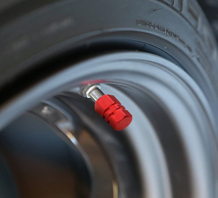 4-Piece Red 17mm Car Tire Valve Cover Stem Cover Valve Dust Cover for Audi