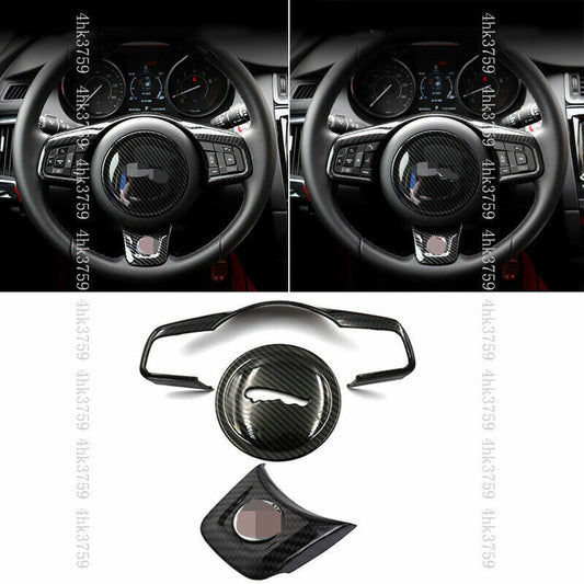 3X Carbon Fiber Look Steering Wheel Frame Cover Trim for Jaguar E-PACE 2018-2021