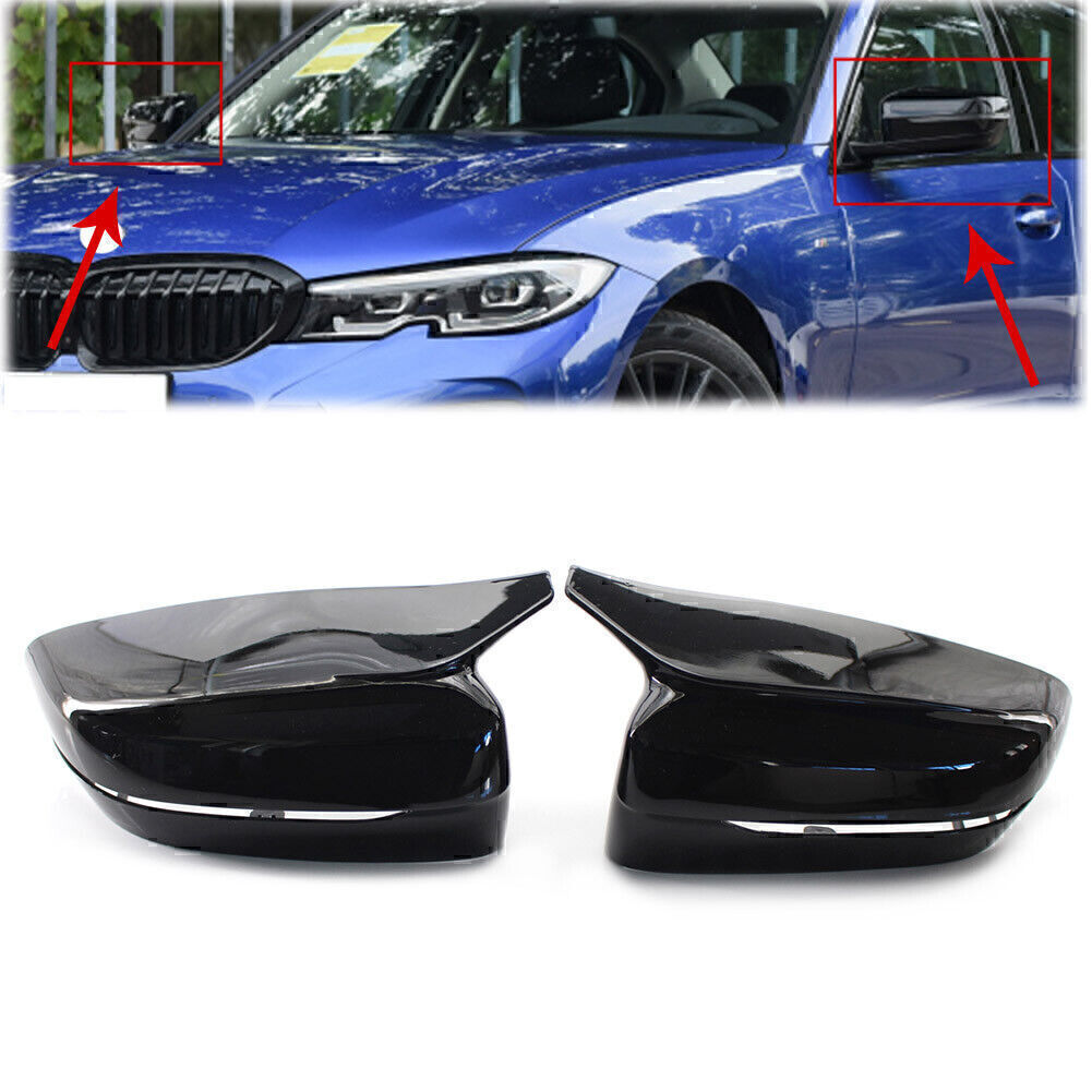 Glossy black M-style rearview mirror cover suitable for BMW 3 Series G20 G30 2017-20