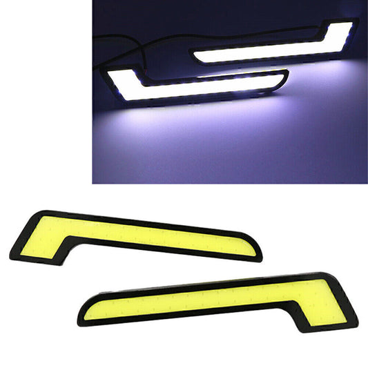 2pcs 12V L Shape COB White LED Light Car Daytime Running Driving Light DRL Lamp