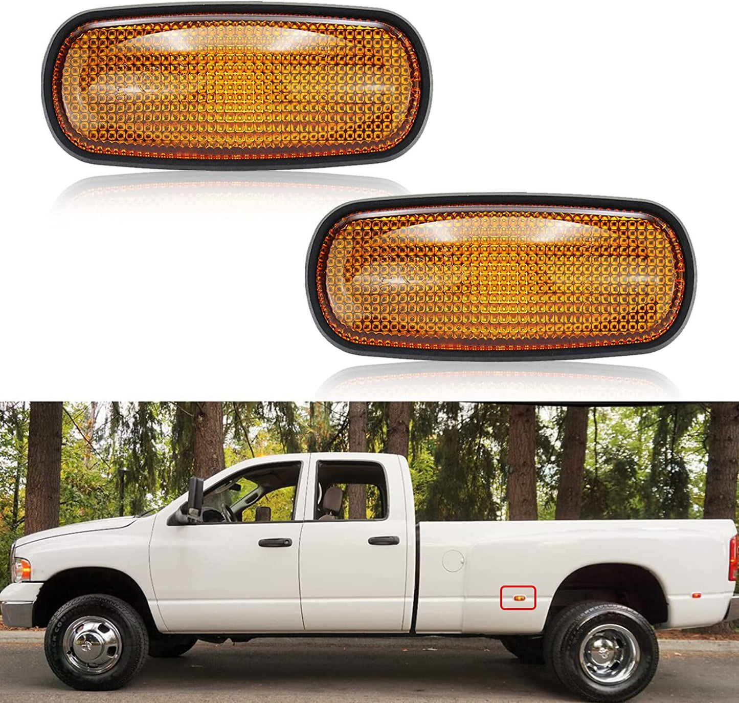 Amber fender side marker light housing for 03-09 for Dodge for Ram 2500 3500 Double Bed