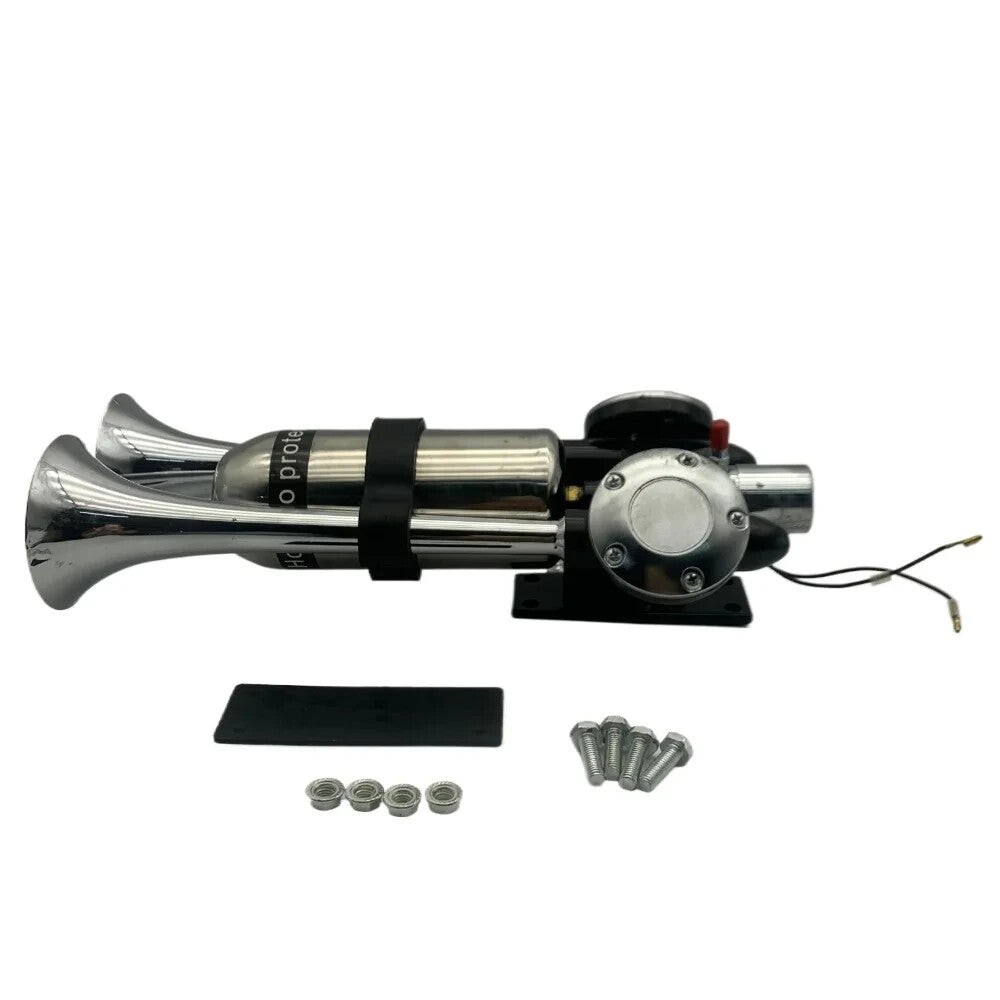 12V/24V 105dB Super Loud Dual Horn Air Horn Kit for Semi- or Full Trucks