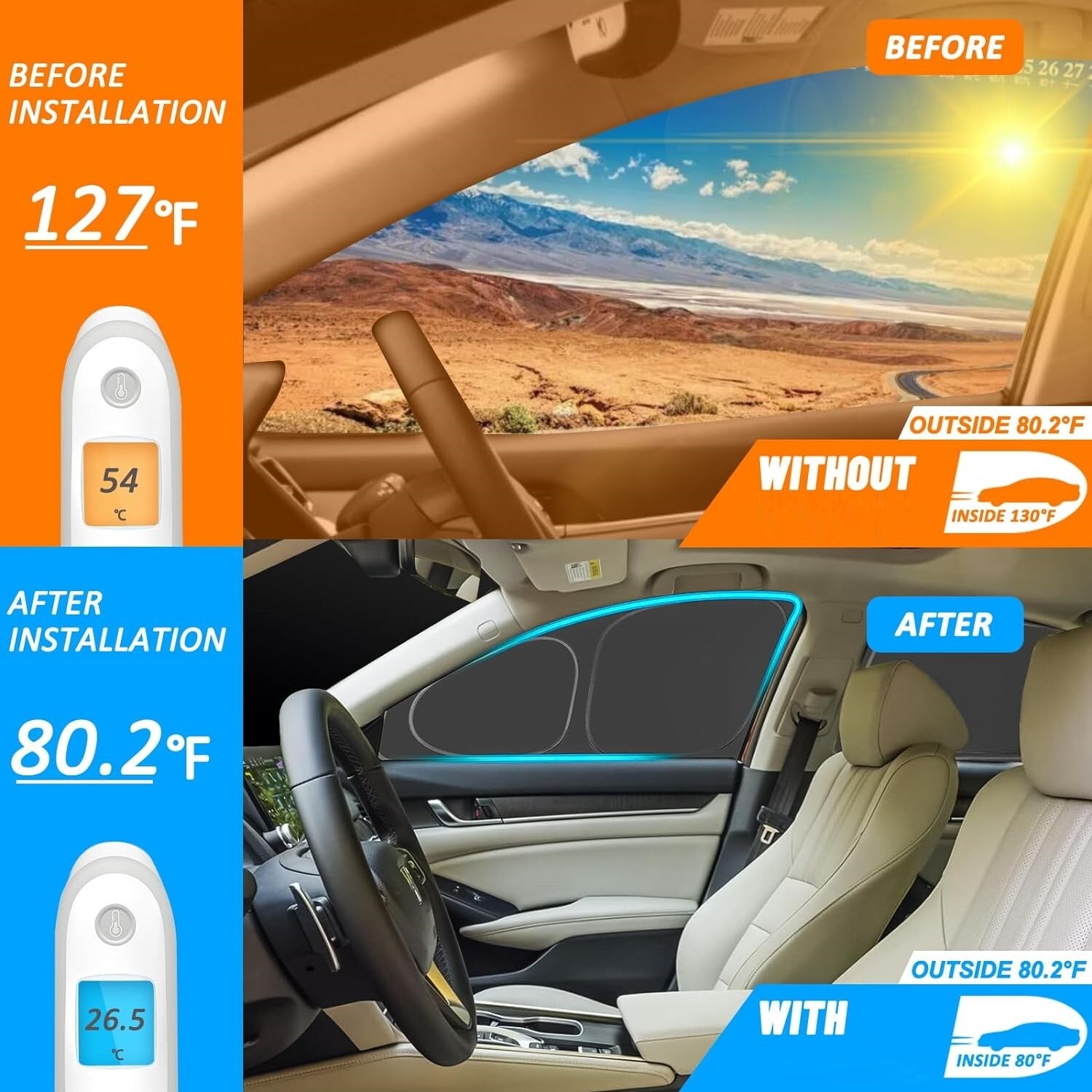 6x For 2020-2024 for Tesla for Model Y Side Window Sunshade Anti UV Privacy Sun Cover