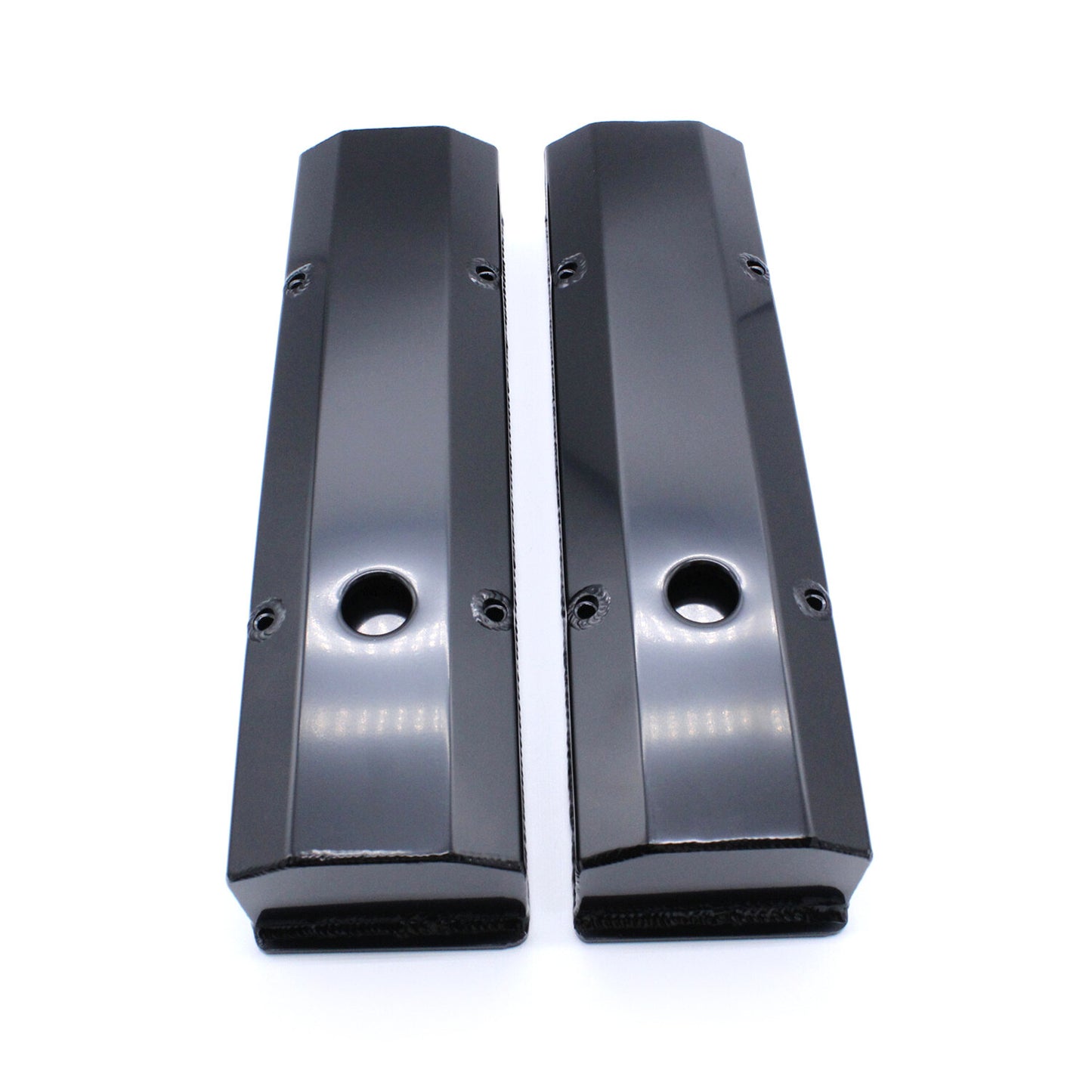 2 for Chevy Fabricated Aluminum Tall Valve Covers 1/4 Rail Suitable For SBC 327 383