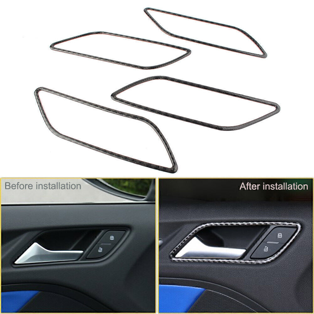 for Audi A3 S3 2014-2018 15 4x Real Carbon Fiber interior Door Handle Decor Trim