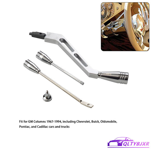 Silver Column Shifter Turn Signal Lever Hazard Tilt Kit for GM 1967-94 Aluminum