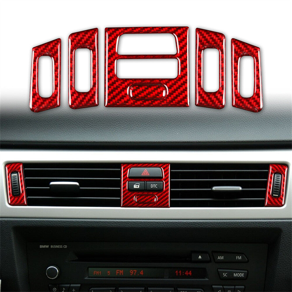 5¡Á Red Carbon Fiber Air Vent Outlet Cover for BMW 3 Series E90 E92 E93 2005-2012