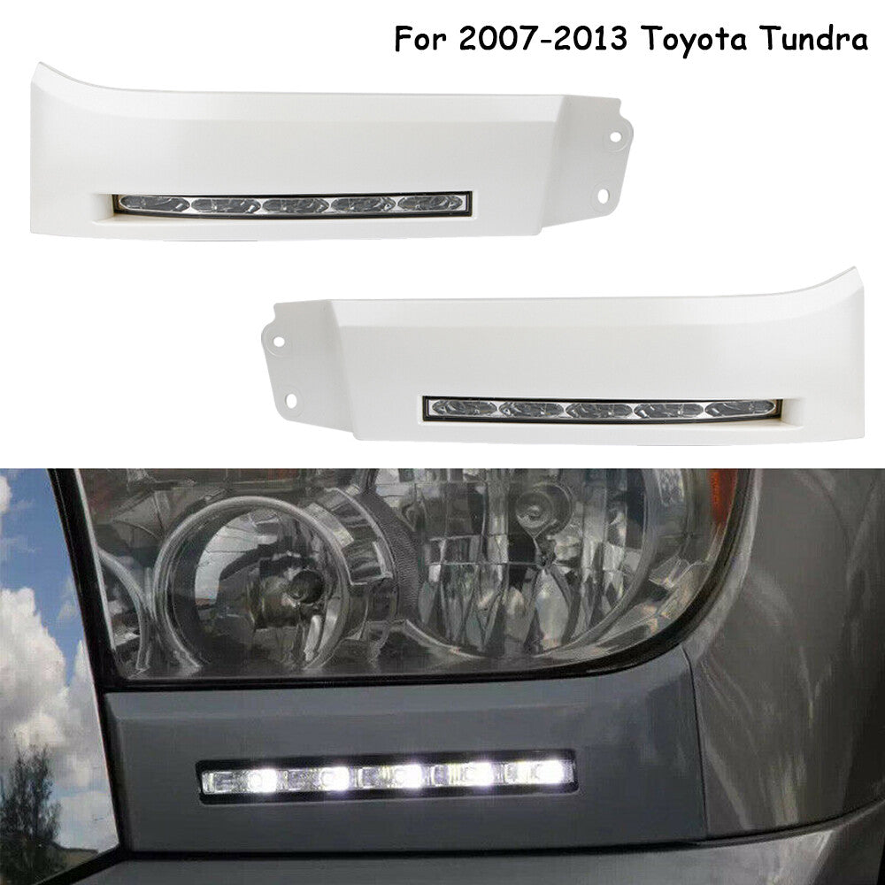 Suitable for 2007-13 for Toyota Tundra pair LED DRLs with integrated bumper daytime running fog lights.