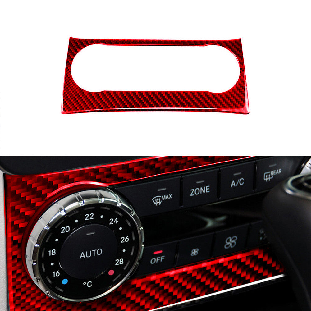 Red Carbon Fiber Air Conditioning Control Panel for Benz 2011-13 C-Class W204