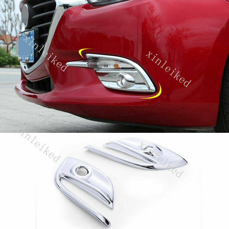 Chromed front fog light trim cover Decorate for Mazda 3 Axela GS GT GX 2017-2018