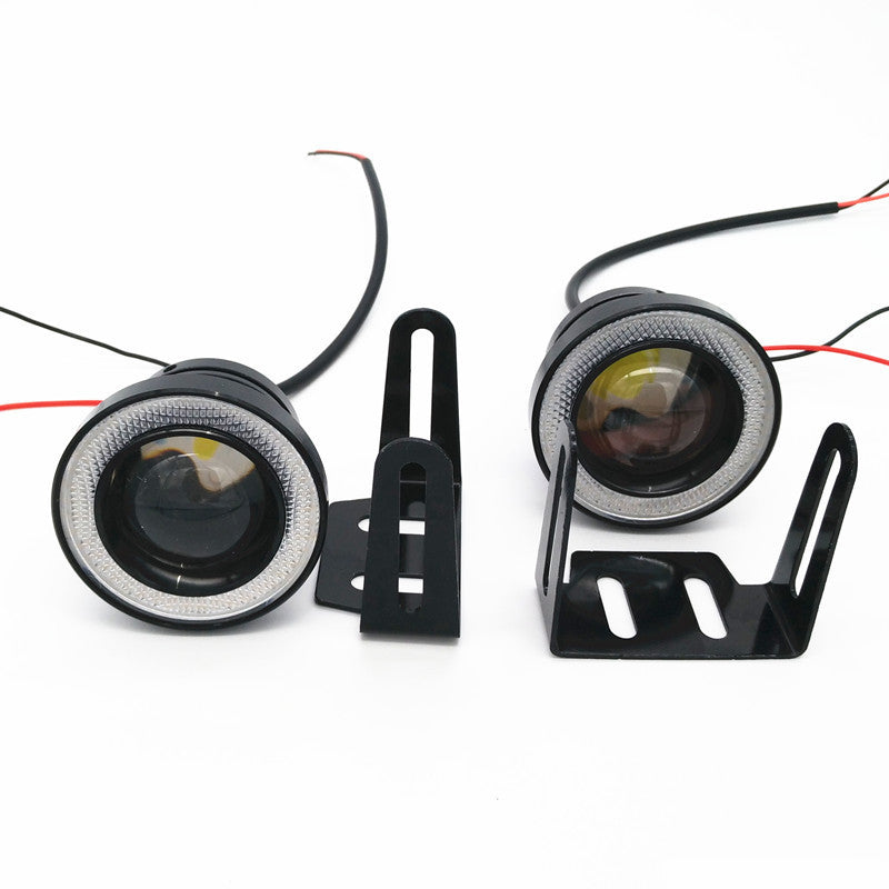 Car Angel Eye LED COB Lamp DRL Blue Halo Ring Hawkeye 2Pc 3IN Fog Driving Light
