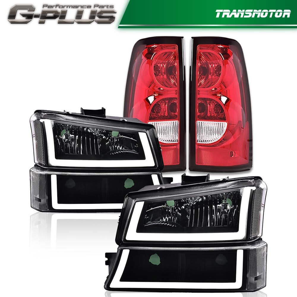 Suitable for 03-06 Silverado 1500 2500 motorcycles. Black/clear LED headlights + red taillights.