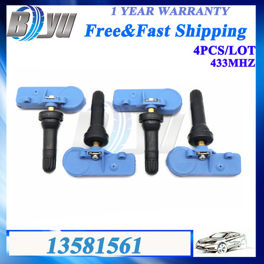 Set of 4pcs TPMS Tire Pressure Sensor 433 MHz for Cadillac CTS 22853740 13581561