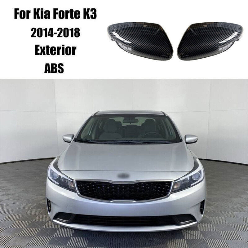 for Kia Forte K3 14-18 Carbon Fiber Side Rear View Mirror Cover Trim Replace 2P