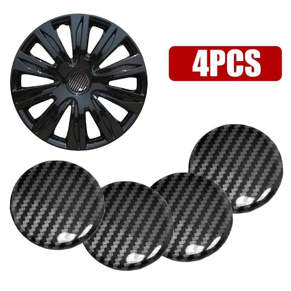 Carbon Fiber Sticker Car Exterior Accessories 65MM Wheel Center Hub Cap Decal X4