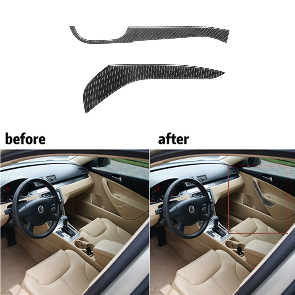 2Pcs Carbon Fiber Front Door Armrest Cover Trim for Volkswagen for Passat 2006-2011