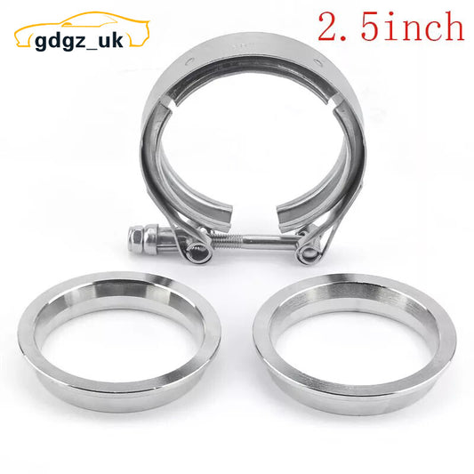 2.5'' Stainless Quick Release Exhaust Downpipe V Band Clamp+Flanges Kit
