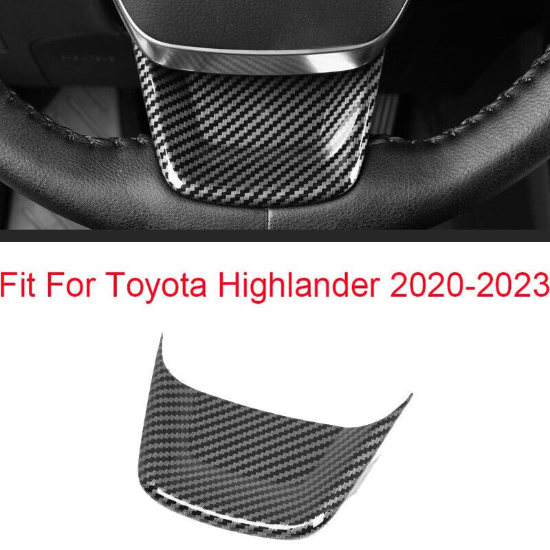 Carbon Fiber ABS Steering Wheel Sheet Cover Trim for Toyota Highlander 2020-2023