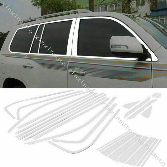 24P for Toyota for Land Cruiser LC200 2008-2021 Chrome Car Window Molding Trim Strip