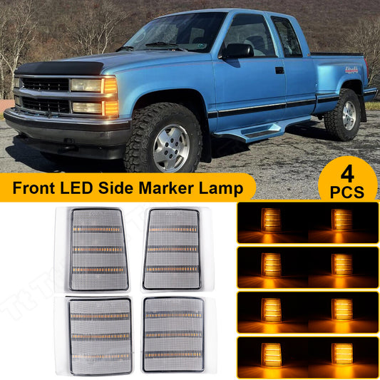 LED transparent corner side marker lights for 1994-1999 for Chevrolet C/K 1500 2500 3500 pickups.