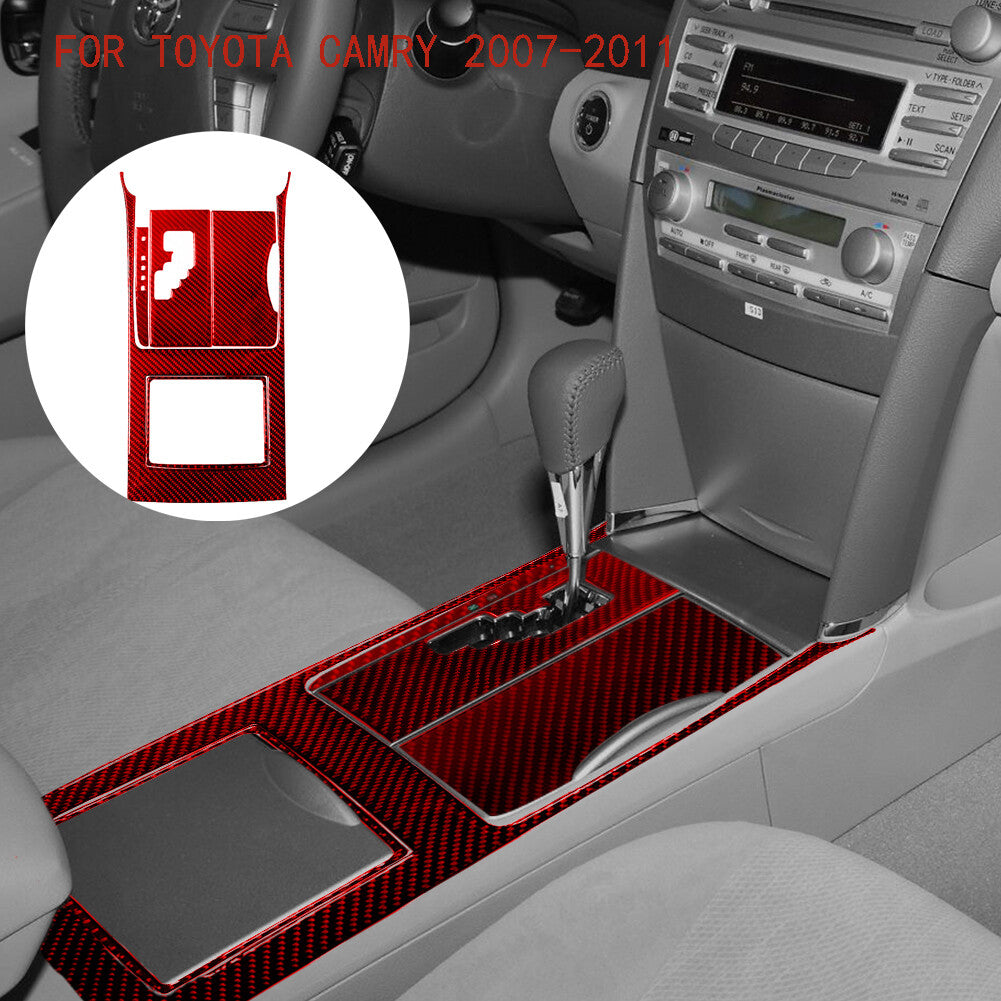 Red Carbon Fiber Automatic Transmission Cover Trim Type C for Toyota for Camry 07-11