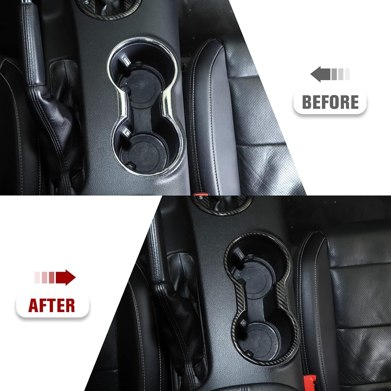 1-Piece Carbon Fiber Cup Holder Cover Interior Trim for Ford for Mustang 2015-2024