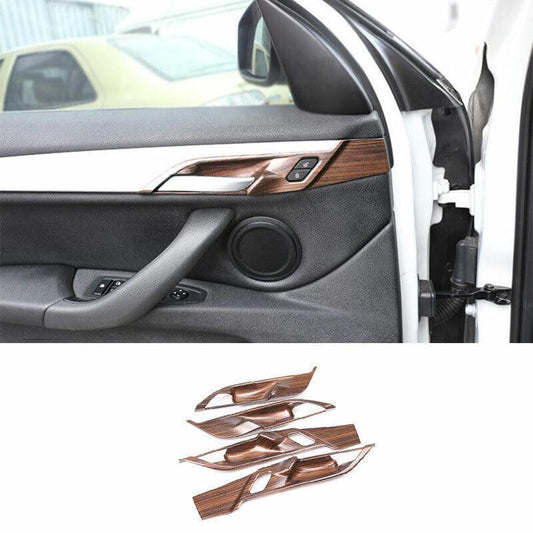 for BMW X1 F48 2016-2021 Pine Wood Grain Interior Door Handle Cover Trim 4PCS