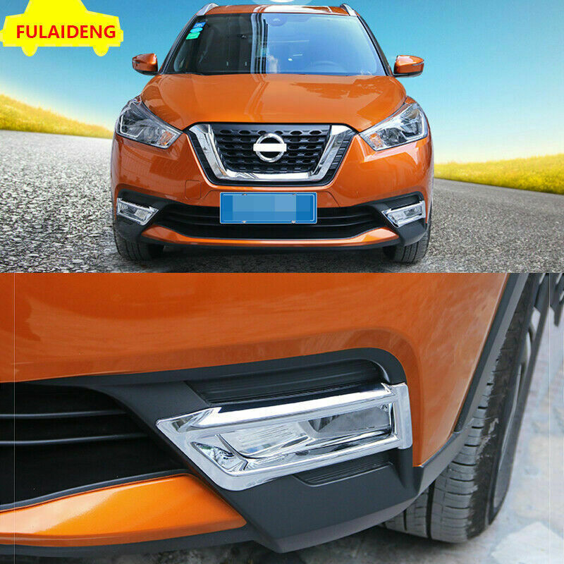 for Nissan Kicks 2018-2020 ABS Chrome Car Front Bumper Fog Light Lamp Cover Trim