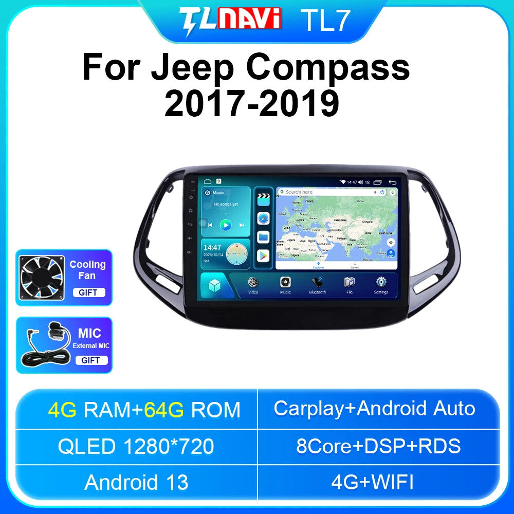 for Jeep Compass 2017-2019 CarPlay Car Stereo Radio GPS Multimedia Player Screen