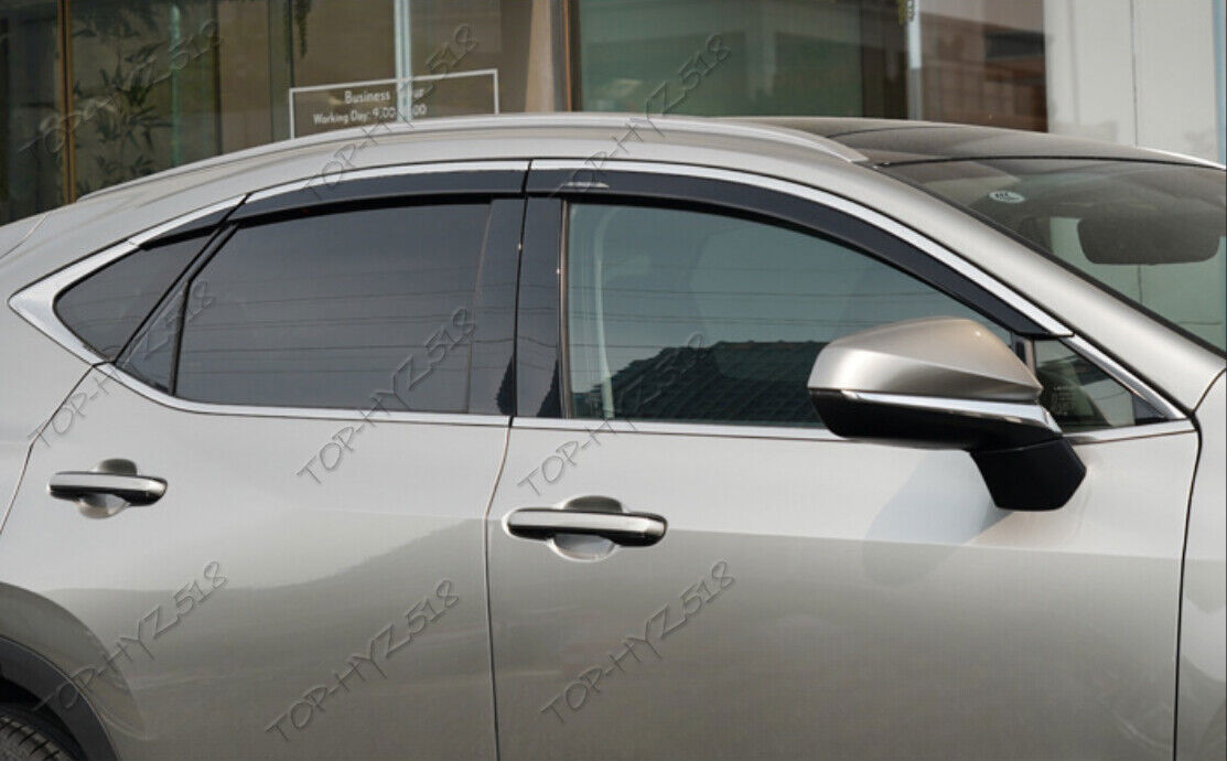 W/Chrome Cover Window Visor Vent Shades Sun Rain Guards for Lexus RX 2023-2024