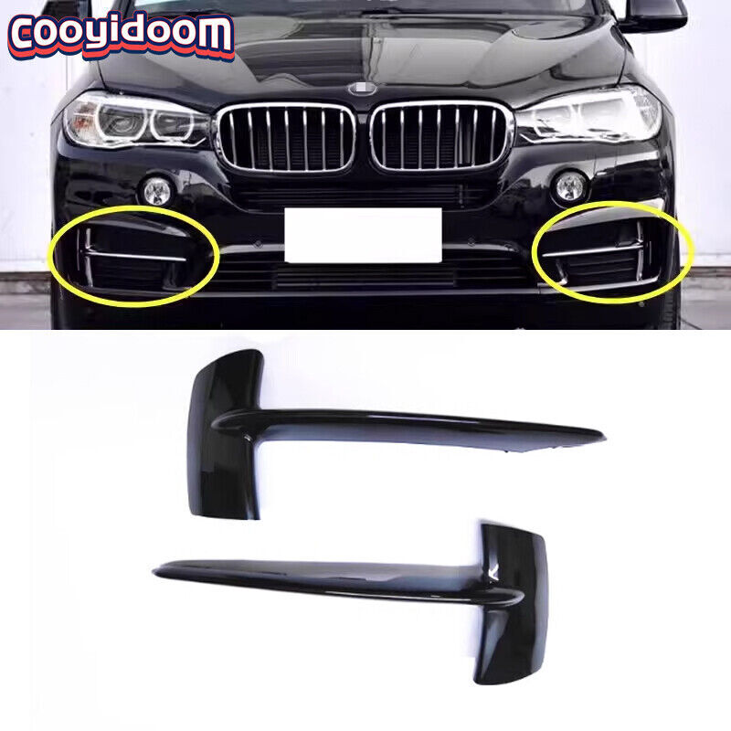 Pair for BMW X5 F15 Front Bumper Pure Black Excellence Chrome Grill 7325395