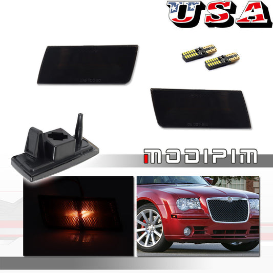 Smoked Amber LED Front Bumper Side Marker Light Kit for 2005-2010 for Chrysler 300