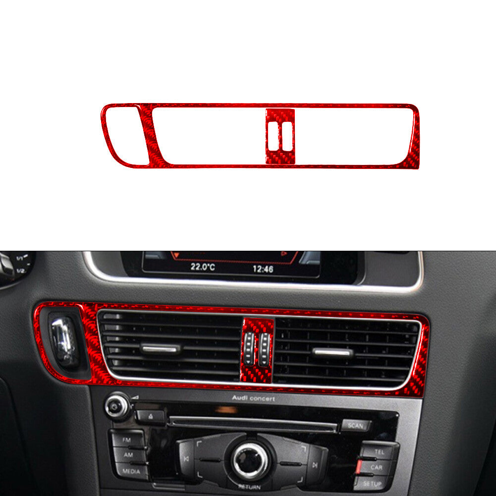 Red Carbon Fiber Central Air Outlet Trim Panel for Audi Q5 2009-2017